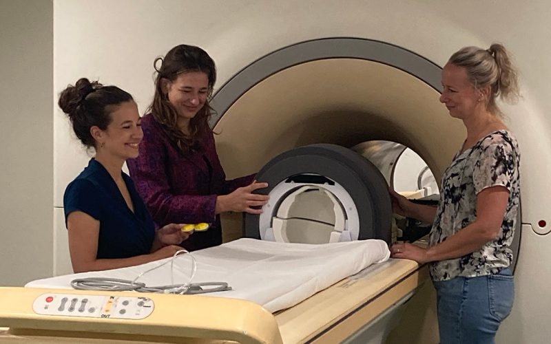 Researchers with MRI