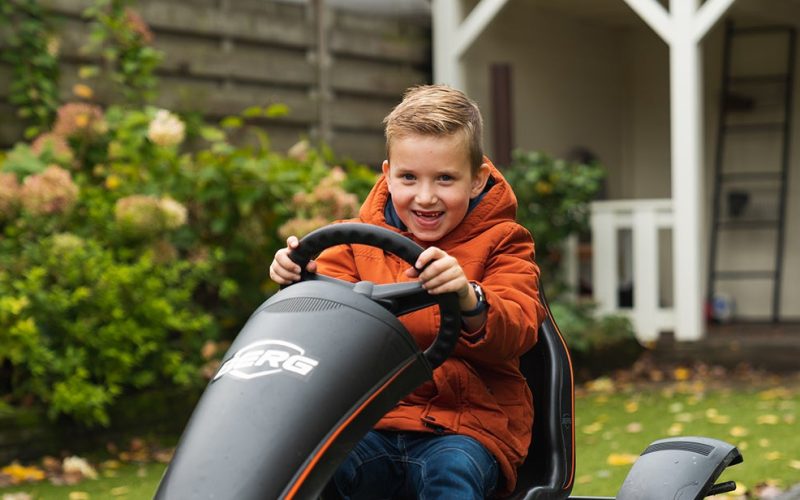 Child on pedal go-kart