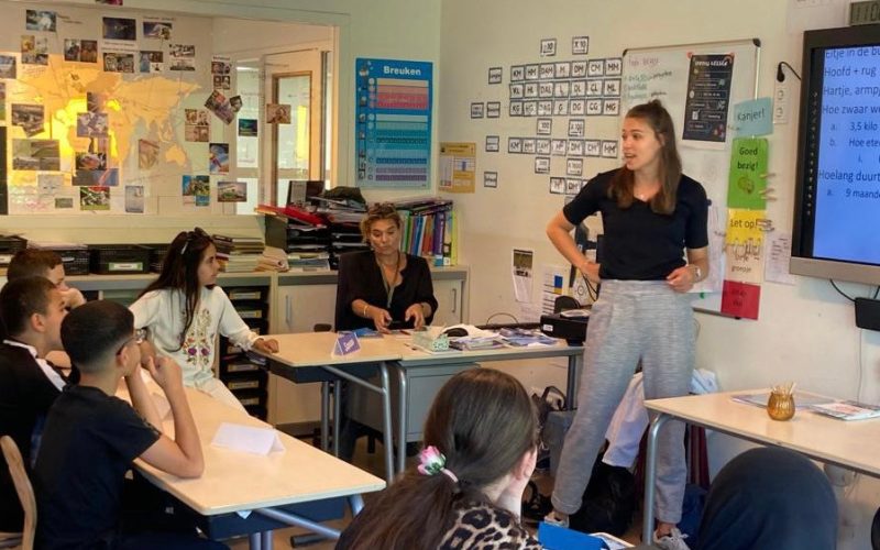 Researcher in classroom