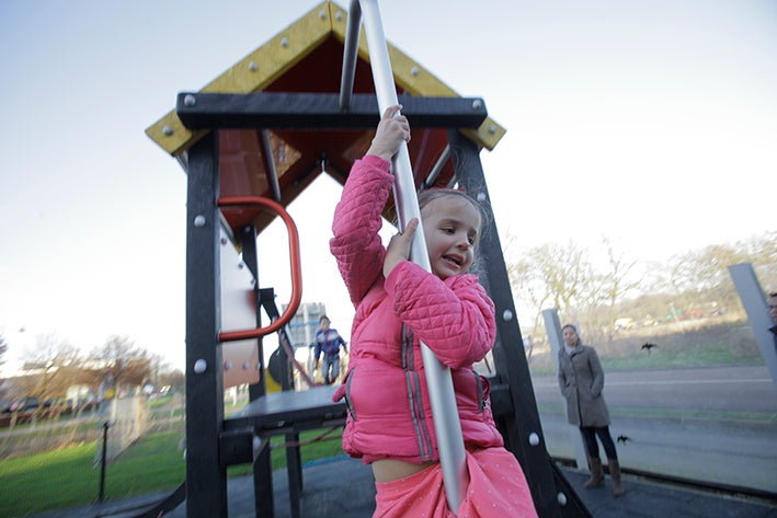 Child playing in playground