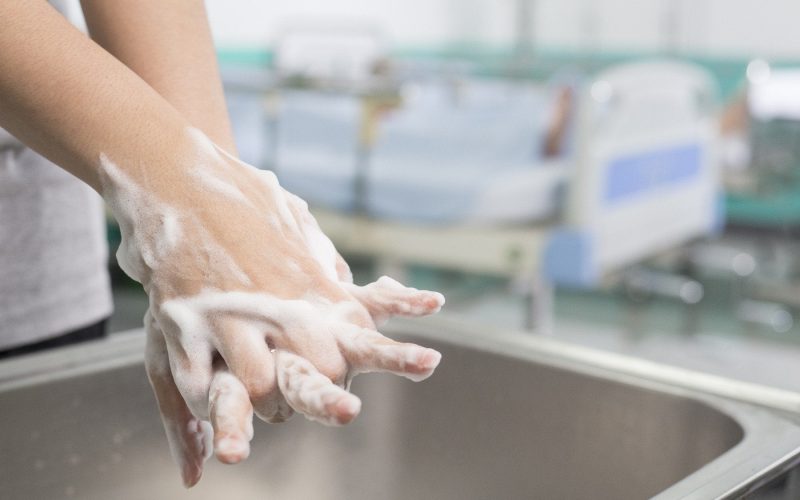 Person washing hands