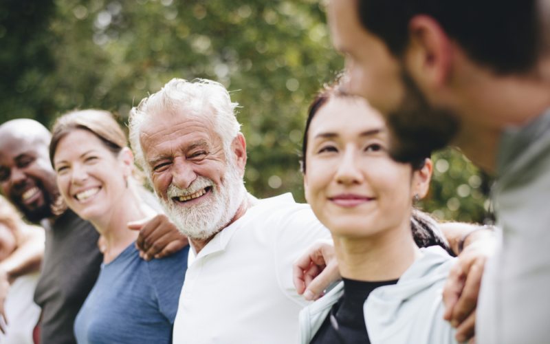 Group of people in a line.