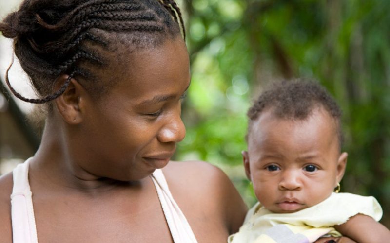 A mother looking at her child